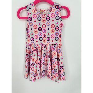 Dotdotsmile Girls Dress Size 12/24 Months Pink with Multi Color Circles NWT